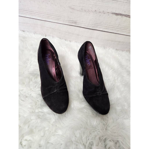Indigo By Clarks Womens Classic Pump Heel Black Leather Slip On Velvety 7 M‎